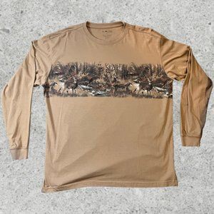 Y2K Double Sided Deer Print Khaki Color Long Sleeve Size Xl